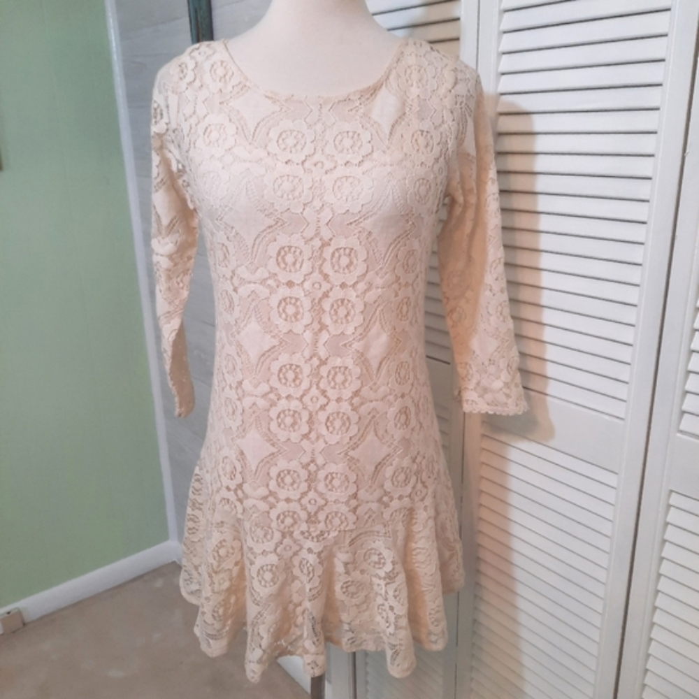 Free people lace ecru cream cotton 2 Pc dress sz 2 NWOT *Z - Picture 3 of 11